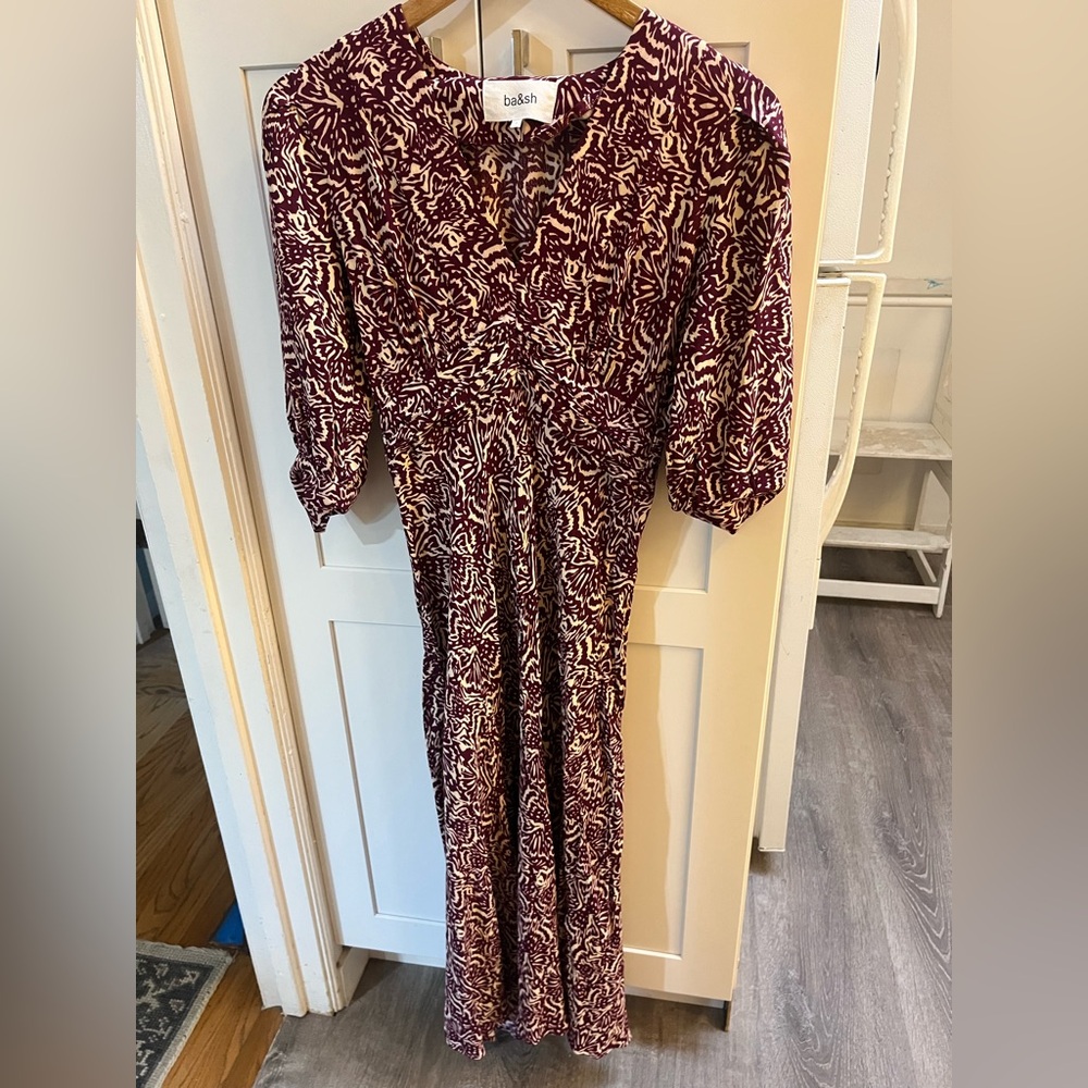 Ba&sh maxi long cocktail Women's Burgundy and White Dress 0